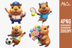 Cute Capybara Sports &amp; Flowers PNG Clipart Product Image 1