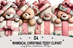 Whimsical Christmas Teddy Clipart Watercolor PNG Product Image 1