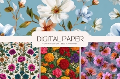 Flower Pattern Background Wallpaper Digital Paper Wrap_19 Product Image 1