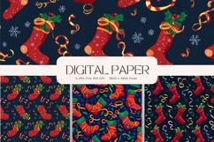 Christmas Sock Pattern Digital Paper Background Seamless_47 Product Image 1