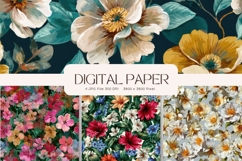 Flower Pattern Background Wallpaper Digital Paper Wrap_18 Product Image 1