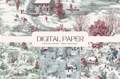 Christmas House Background Seamless Pattern Gift Wrap_55 Product Image 1