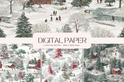 Christmas House Background Seamless Pattern Gift Wrap_54 Product Image 1