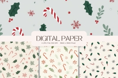 Candy Cane Christmas Background Seamless Pattern Gift Wrap Product Image 1