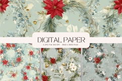 Christmas Flower Pattern Background Wallpaper Digital Paper Product Image 1