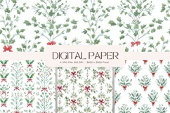 Christmas Flower Pattern Background Wallpaper Digital Paper Product Image 1