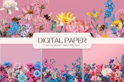Flower Pattern Background Wallpaper Digital Paper Wrap_6 Product Image 1
