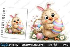 Whimsical Easter Chick Clipart, Watercolor Easter Clipart Product Image 1