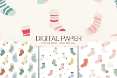 Christmas Sock Pattern Digital Paper Background Seamless_9 Product Image 1