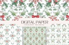 Christmas Flower Pattern Background Wallpaper Digital Paper Product Image 1