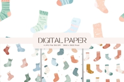 Christmas Sock Pattern Digital Paper Background Seamless_10 Product Image 1