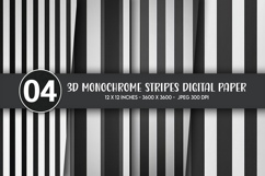 3D Monochrome Stripes Digital Paper Product Image 1