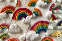 Crochet Rainbow and Clouds Seamless Pattern Product Image 3
