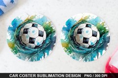 Soccer Ball Car Coaster - Coaster Sublimation Design Product Image 1