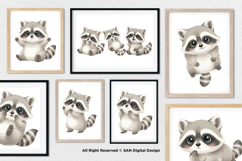 15 Bundle Watercolor Cute Raccoon Baby Animal Forest Lovely Product Image 4