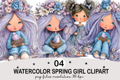 Watercolor Spring Girl Clipart Watercolor png Product Image 1