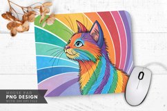 Colorful Abstract Lines with Rainbow Cat Mouse Pad PNG Product Image 1