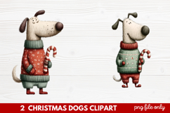 2 Christmas Dogs Clipart | Cute Holiday Puppy PNG Illustrati Product Image 1