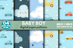 Baby Boy Pattern Digital Paper Background PNG Product Image 1