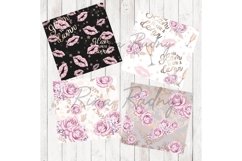 Luxury digital paper pack, pink florals paper, kisses Product Image 4