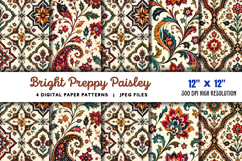 Bright Preppy Paisley Digital Paper JPG Product Image 1