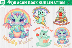 Dragon book School Sublimation | Cute Dino Back to School Product Image 1