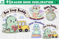 Dragon book School Sublimation | Cute Dino Back to School Product Image 1