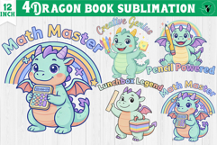 Dragon book School Sublimation | Cute Dino Back to School Product Image 1
