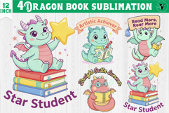 Dragon book School Sublimation | Cute Dino Back to School Product Image 1