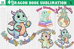 Dragon book School Sublimation | Cute Dino Back to School Product Image 1