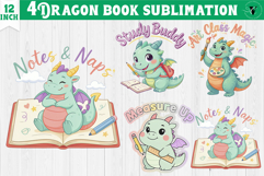 Dragon book School Sublimation | Cute Dino Back to School Product Image 1