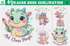 Dragon book School Sublimation | Cute Dino Back to School Product Image 1