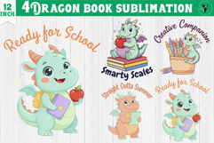 Dragon book School Sublimation | Cute Dino Back to School Product Image 1