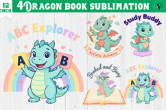 Dragon book School Sublimation | Cute Dino Back to School Product Image 1