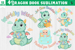 Dragon book School Sublimation | Cute Dino Back to School Product Image 1