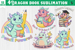 Dragon book School Sublimation | Cute Dino Back to School Product Image 1