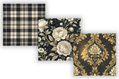 Black Toile Digital Paper Pack, Vintage Floral Toile Product Image 5