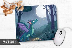 Colorful Dragon in a Moonlit Forest Mouse Pad PNG Design Product Image 1