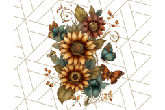 Sunflower and Butterfly PNG Clipart, Bright Jewel Tones Png Product Image 4