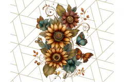 Sunflower and Butterfly PNG Clipart, Bright Jewel Tones Png Product Image 4