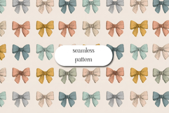 Vintage bow seamless pattern pastel ribbon design cute Product Image 1