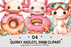 Quirky Axolotl Swim Clipart png Watercolor png Product Image 1