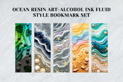 Ocean Resin Art &amp; Alcohol Ink Fluid Bookmark Set,Shiny Sea Product Image 4