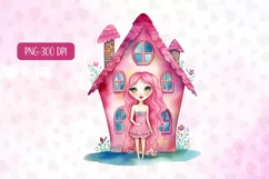 Watercolor princess girl clipart PNG Product Image 4
