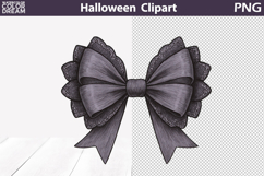 Gothic Black Lace Bow Clipart | Halloween Ribbon PNG Product Image 1
