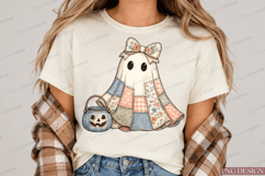 patchwork ghost png,coquette halloween png,cute ghost png Product Image 5