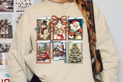 Vintage Christmas Postcard Sublimation, Christmas Png Product Image 3