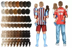 Football soccer clipart father and son daughter Product Image 4