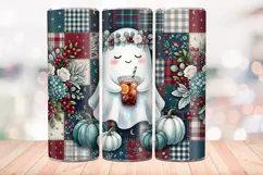 Faux Patchwork Ghost 20 OZ Skinny Tumbler Wrap Sublimation. Product Image 4