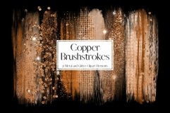 Copper Glitter and Foil Brushstroke Clipart Product Image 1